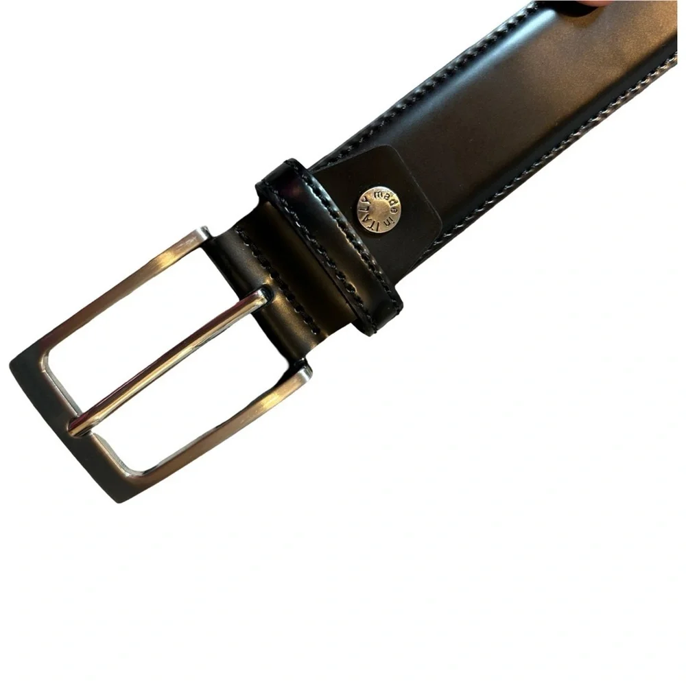 🇮🇹Italian Handmade Black Leather Belt – Size 38